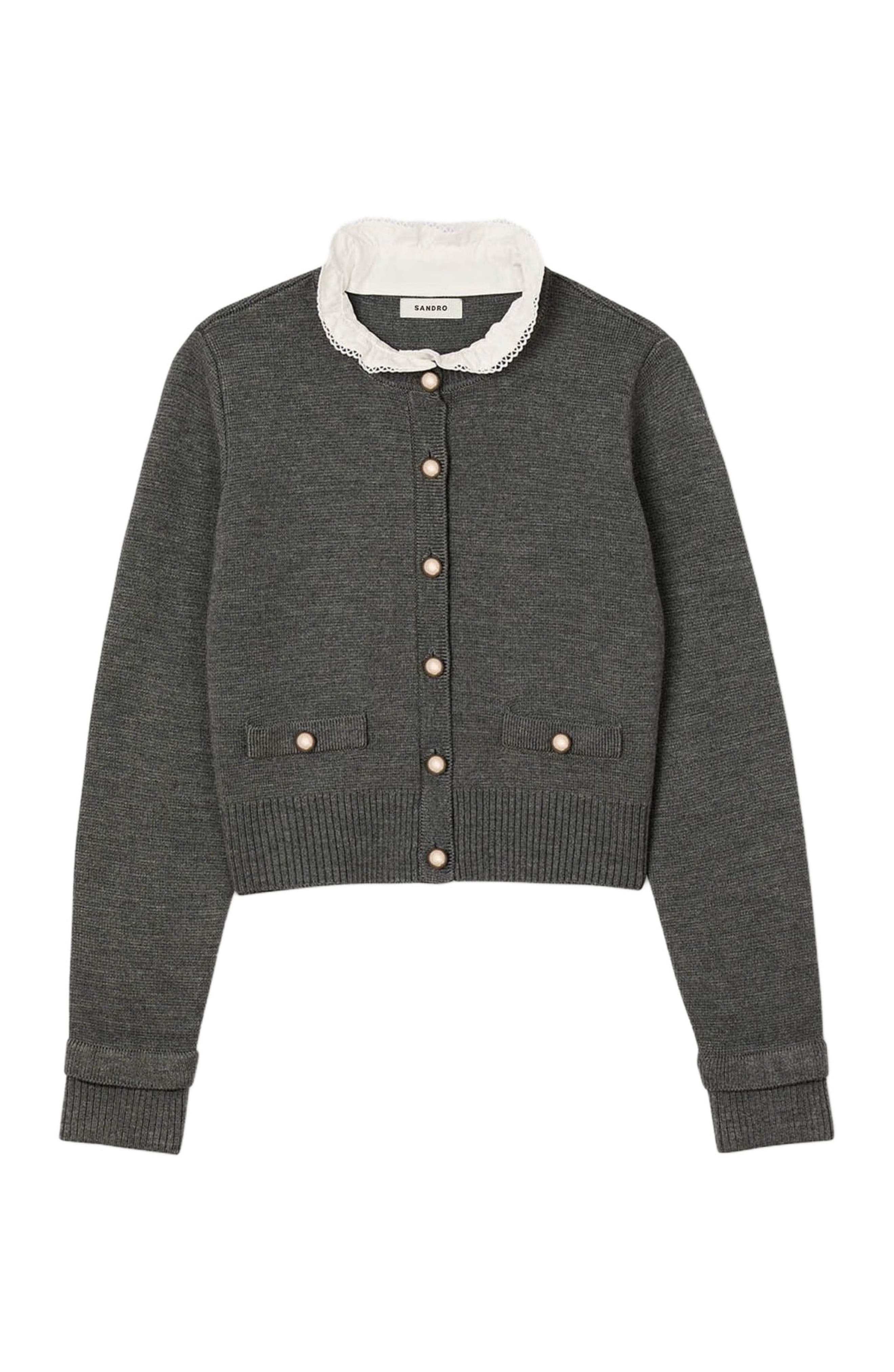 Cardigan with detachable ruffle collar (Women) | Nordstrom