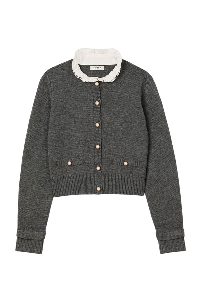 Cardigan with detachable ruffle collar (Women) | Nordstrom
