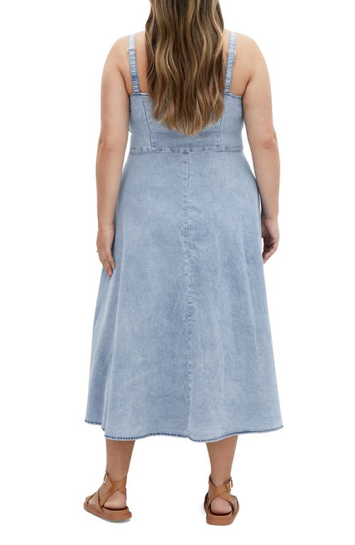 City Chic Corset Denim Sundress In Light Denim