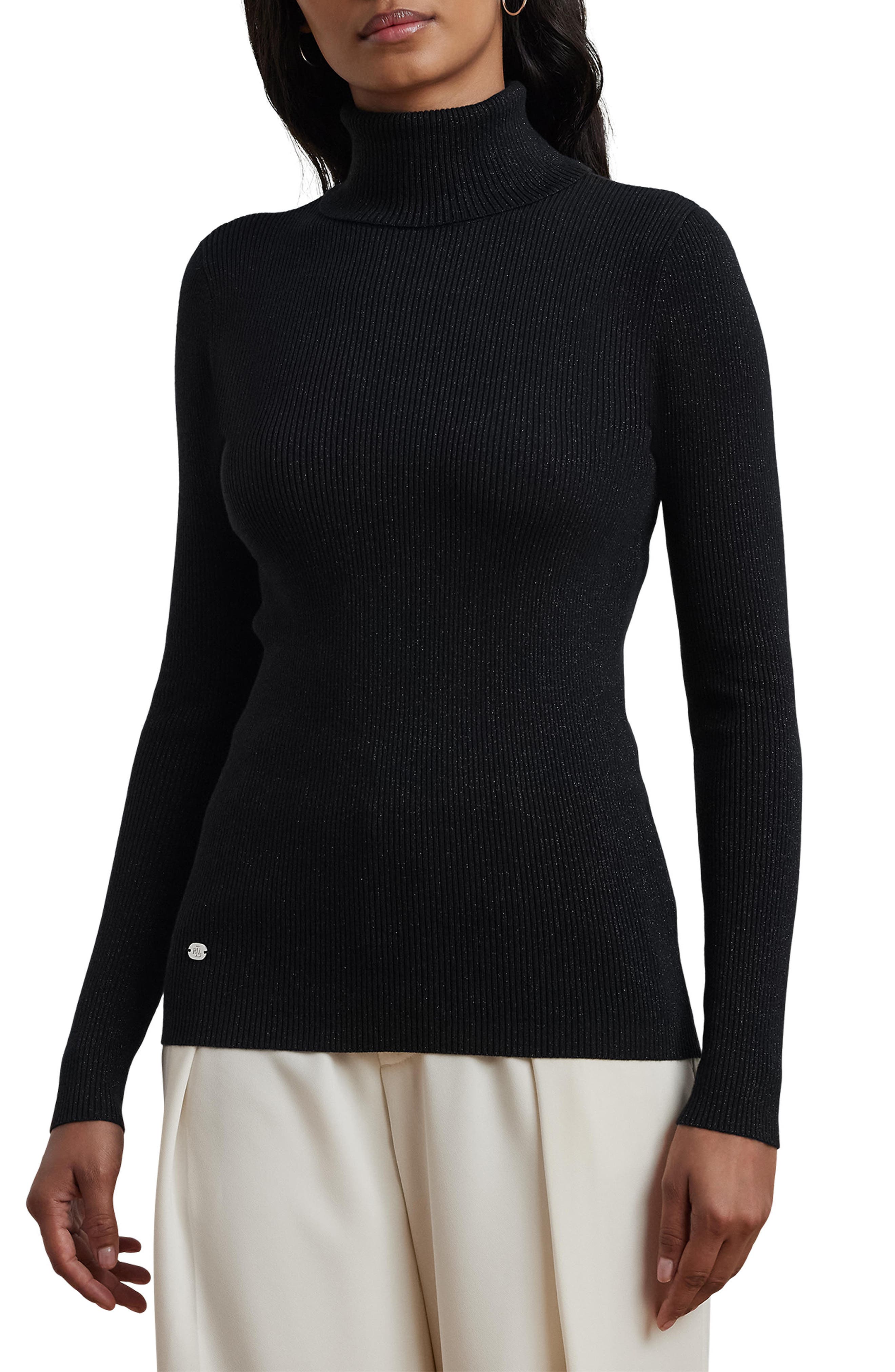 Lauren Ralph Lauren Sparkle Rib Turtleneck Sweater