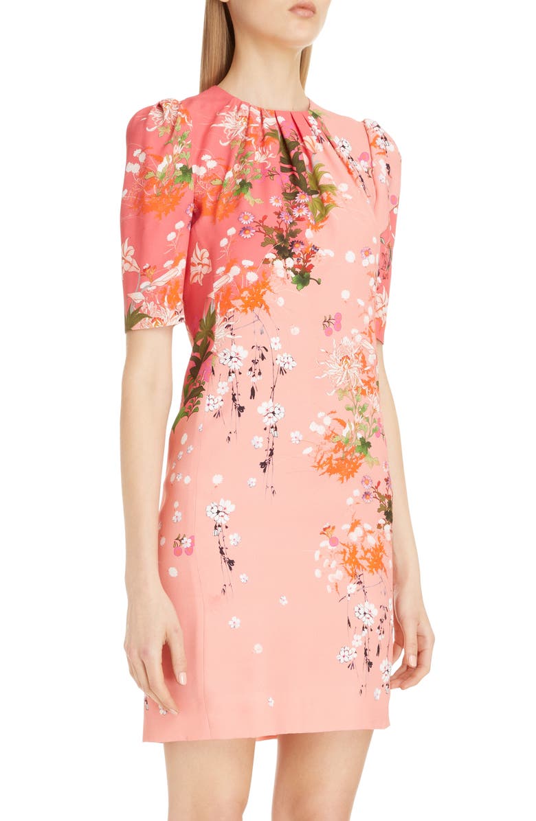 Givenchy Gathered Neck Floral Print Crepe Dress, Alternate, color,