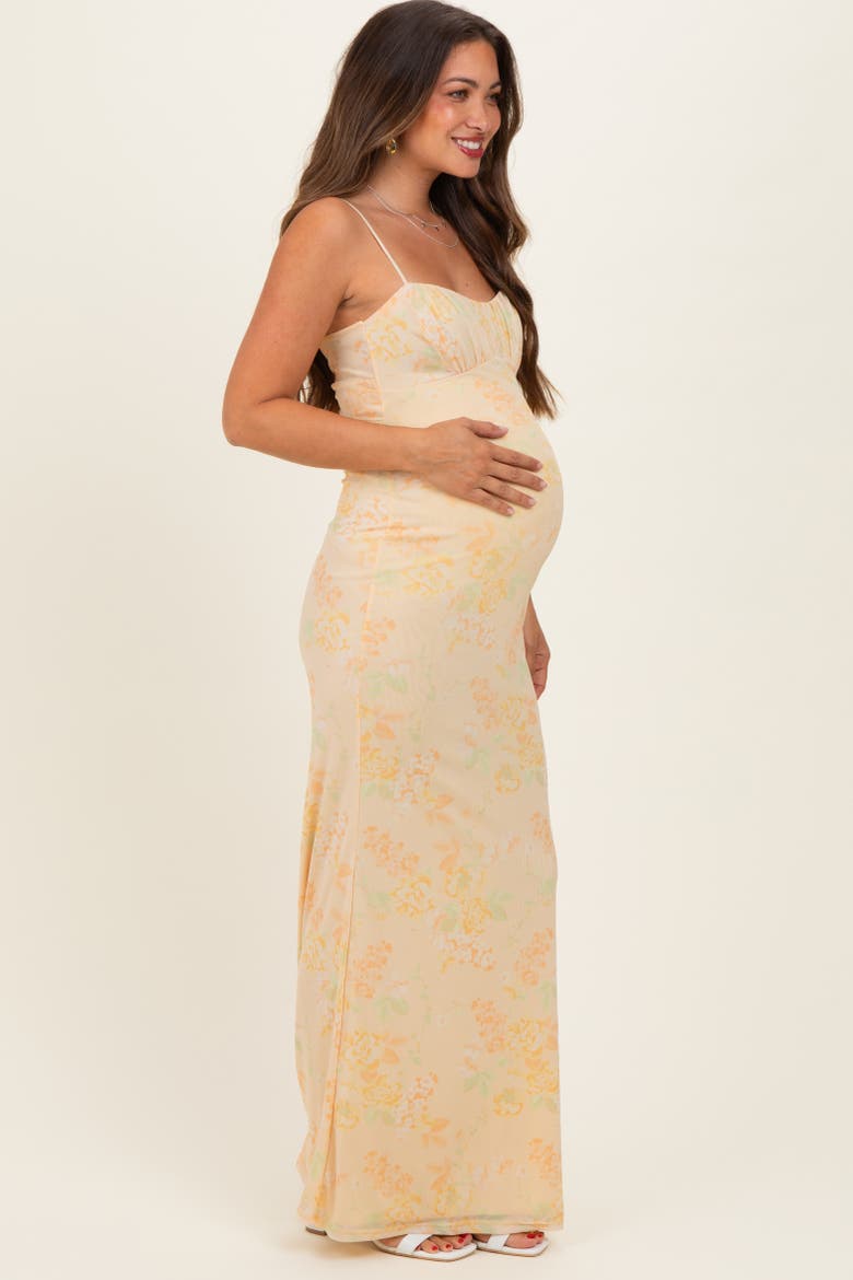 Yellow Floral Cutout Back Maxi Dress, Alternate, color, Yellow