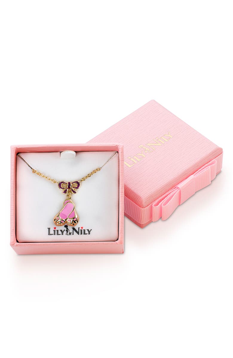 Lily Nily Ballet Shoes Pendant Necklace, Alternate, color, Gold