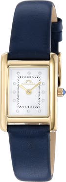 PORSAMO BLEU Karolina Diamond Leather Strap Watch, 21.5mm x 30mm - 0.06 ctw