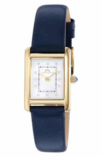 PORSAMO BLEU Karolina Diamond Leather Strap Watch, 21.5mm x 30mm - 0.06 ctw