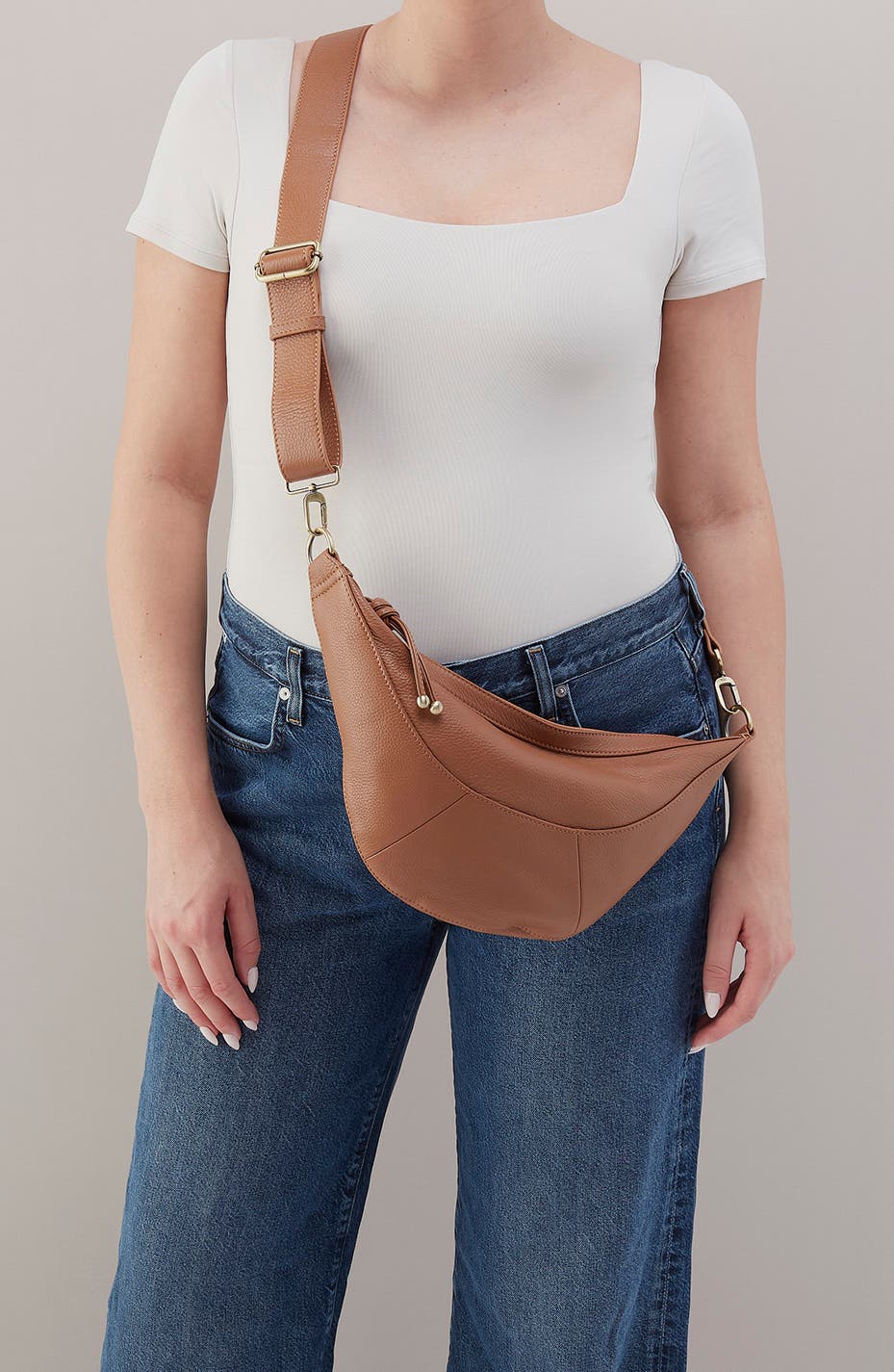 Carmen Leather Sling Bag, Alternate, color, BROWN SUGAR