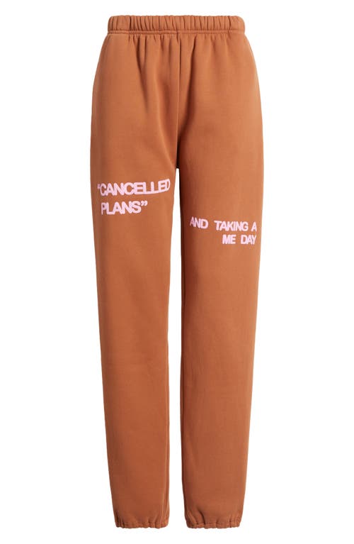The Mayfair Group Me Day Fleece Graphic Joggers In Brown