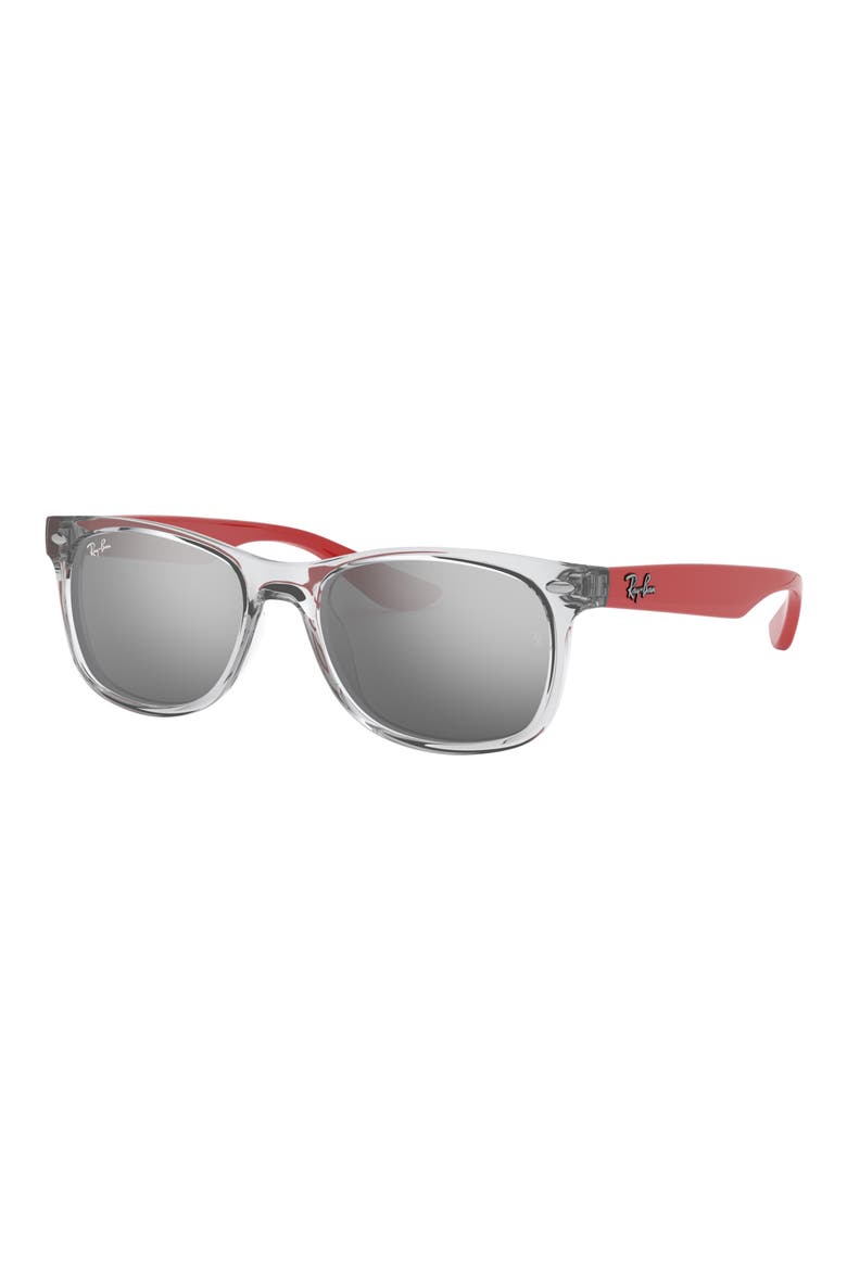 Junior 50mm Wayfarer Mirrored Sunglasses, Alternate, color, TRANSPARENT GREY