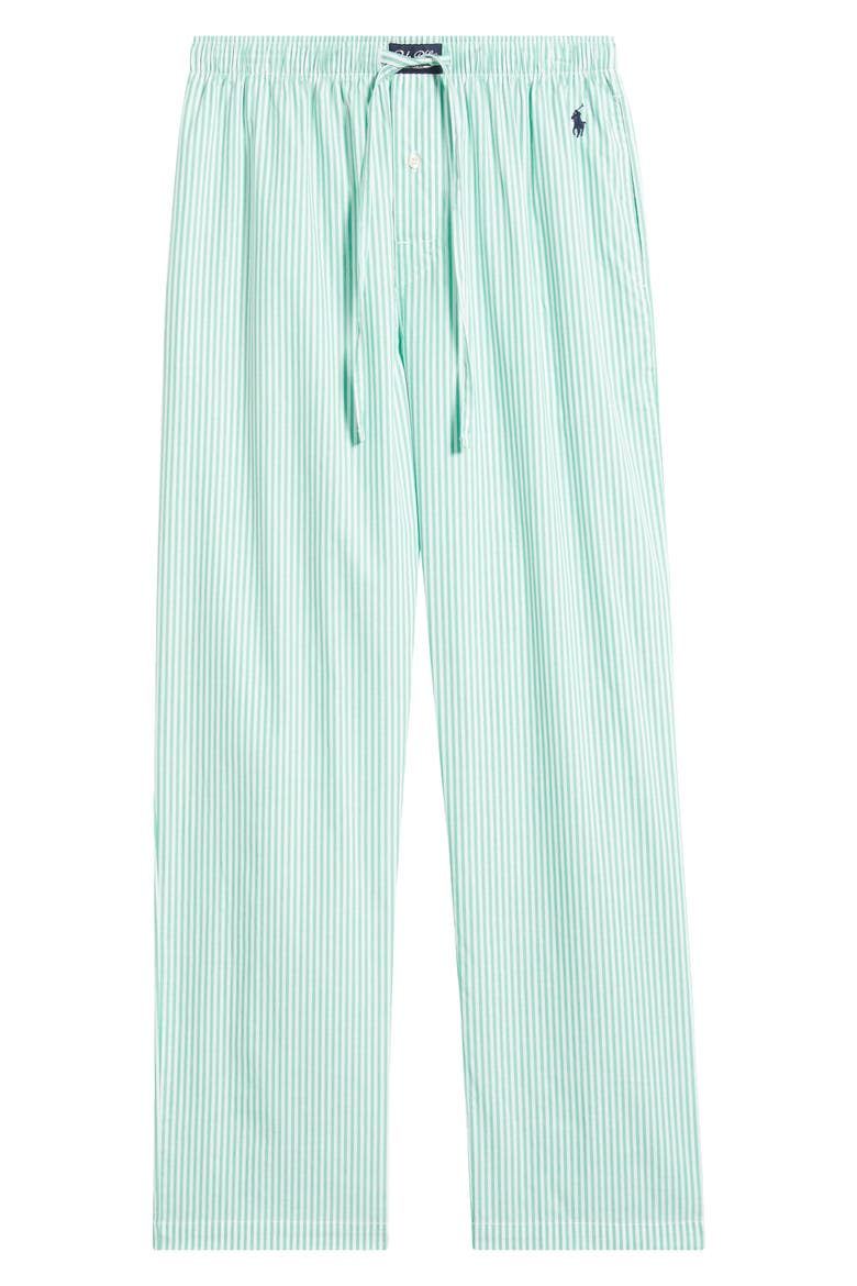 Yarn-Dyed Cotton Pajama Pants, Alternate, color, GREEN STRIPE CRUISE NAVY