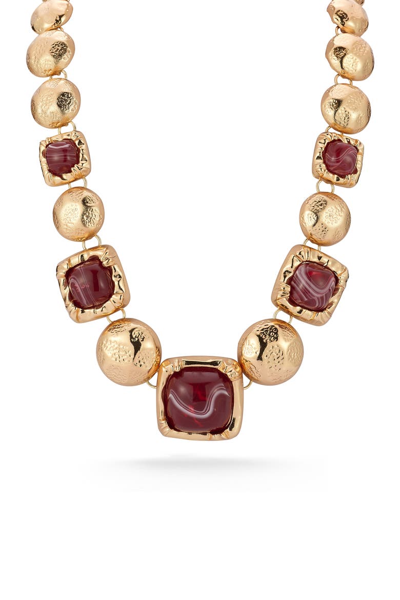 Domed Link Statement Necklace, Main, color, GOLD/RED