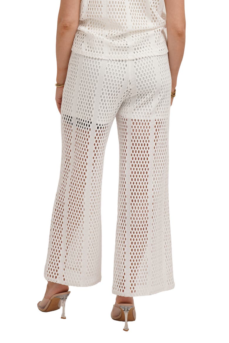 Open Stitch Wide Leg Pull On Pants, Alternate, color, WHITE