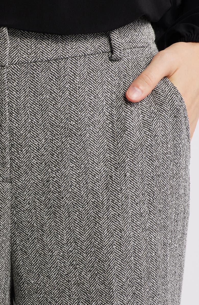 Anne Klein Herringbone Straight Leg Pants, Alternate, color, Anne Black/ White Dove