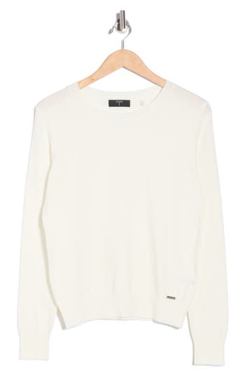 T Tahari Crewneck Sweater In White