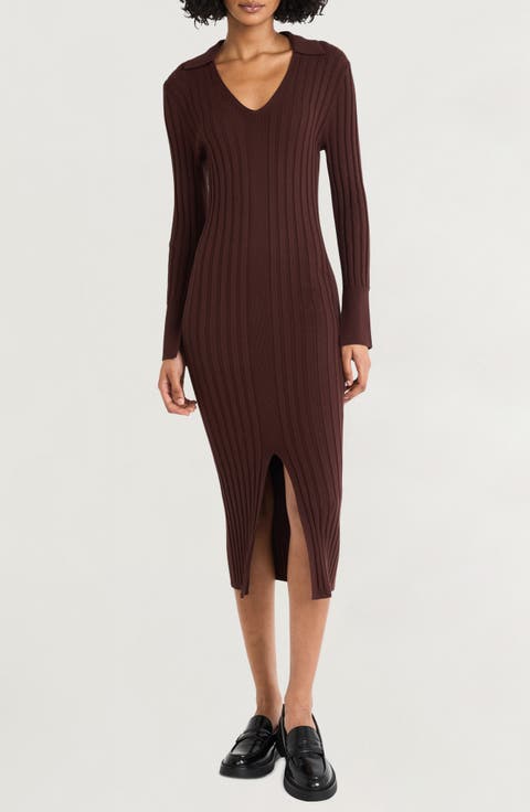 Long Sleeve Rib Body-Con Dress