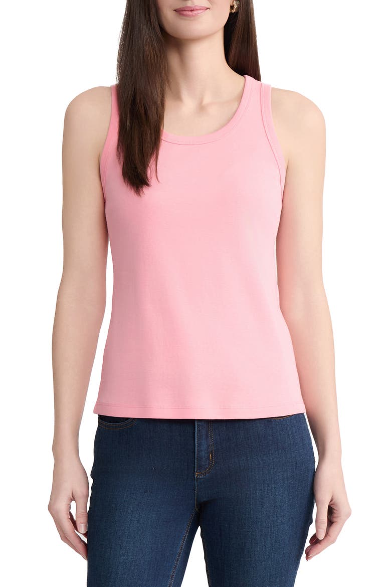 Scoop Neck Cotton Tank, Main, color, CORAL CANYON