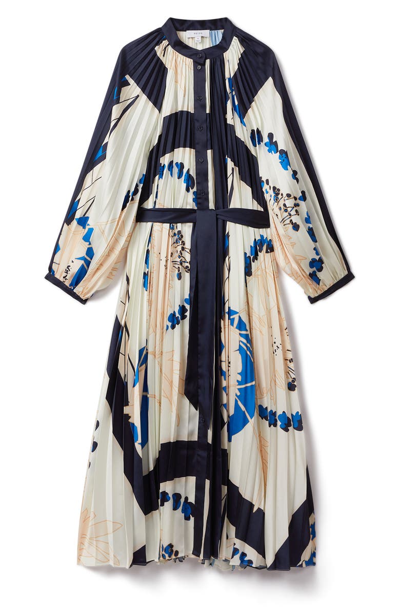 Reiss Daiya Floral Long Sleeve Pleated Maxi Shirtdress, Alternate, color, 