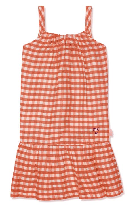 Kids' Misty Rose Gingham Linen Sundress (Little Kid)