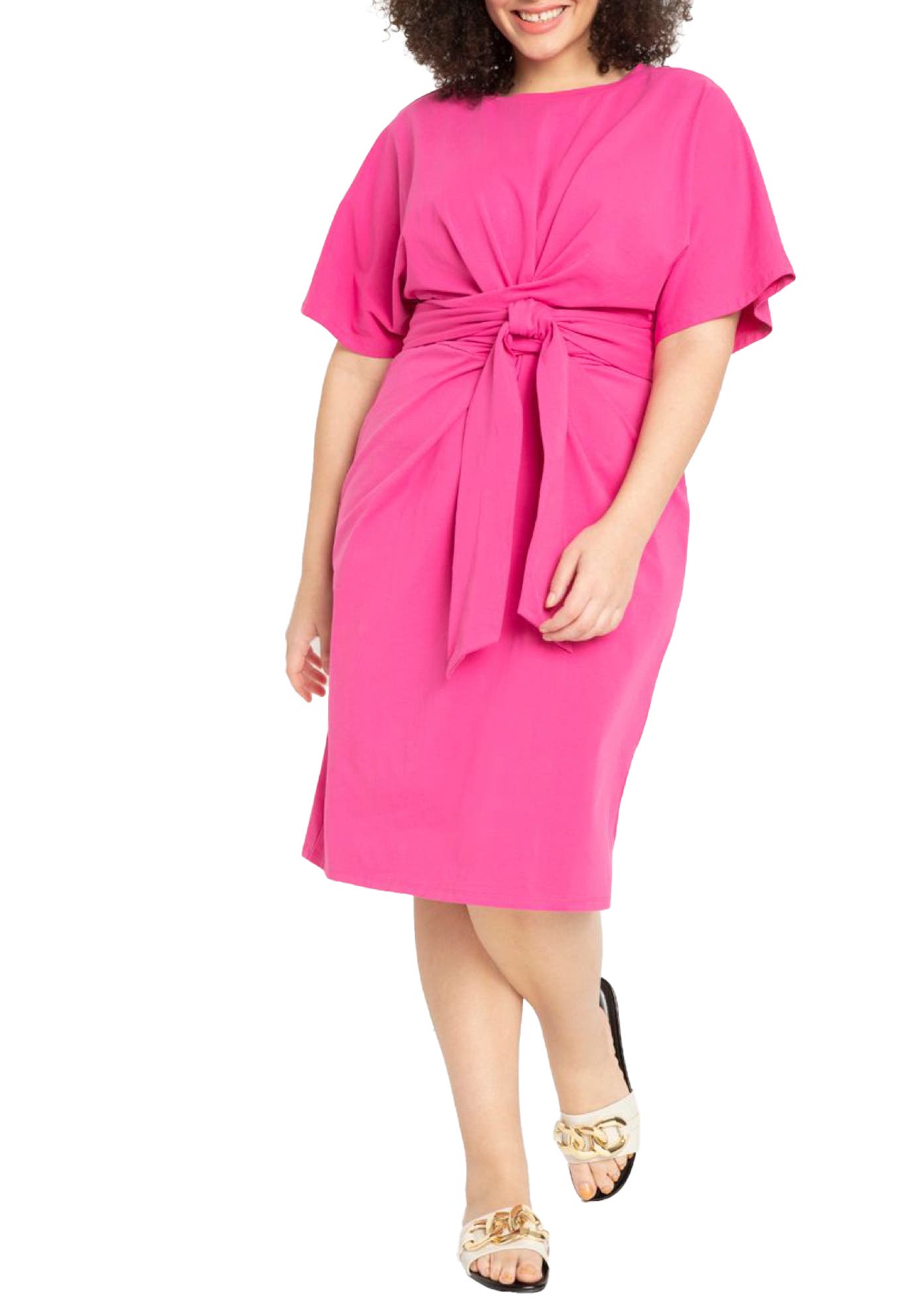 Cross Front Flutter Sleeve Dress