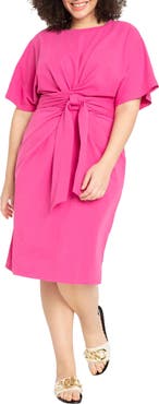ELOQUII Cross Front Flutter Sleeve Dress