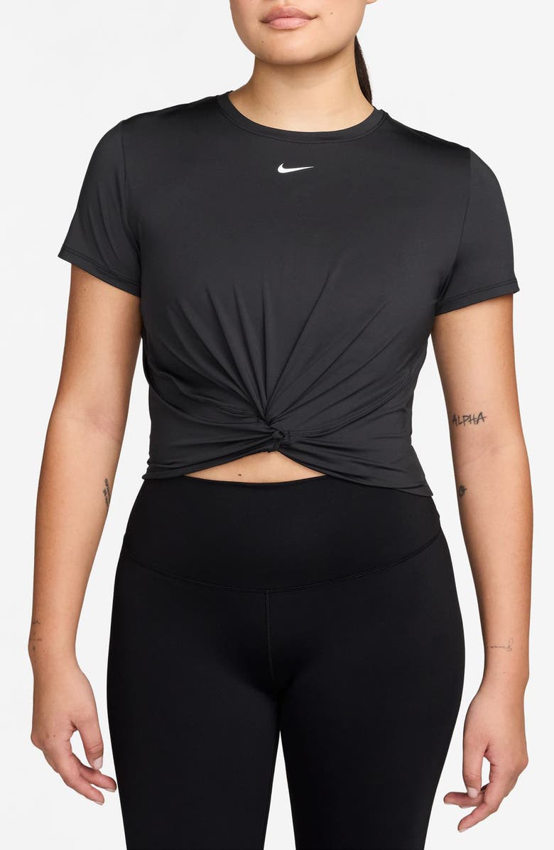 Nike One Classic Dri-FIT Twist Front Top, Main, color, 013 Black/White