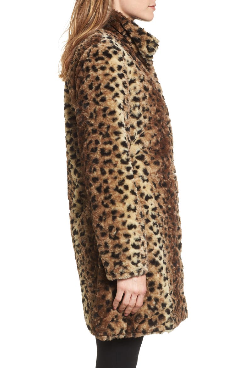 Reversible Faux Marled Fur Coat, Alternate, color, CHEETAH