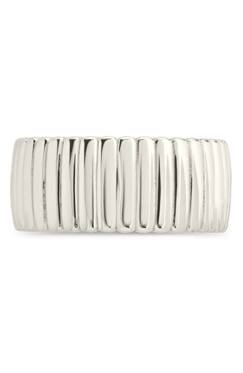 Sterling Forever Robyn Ribbed Band Ring In Metallic