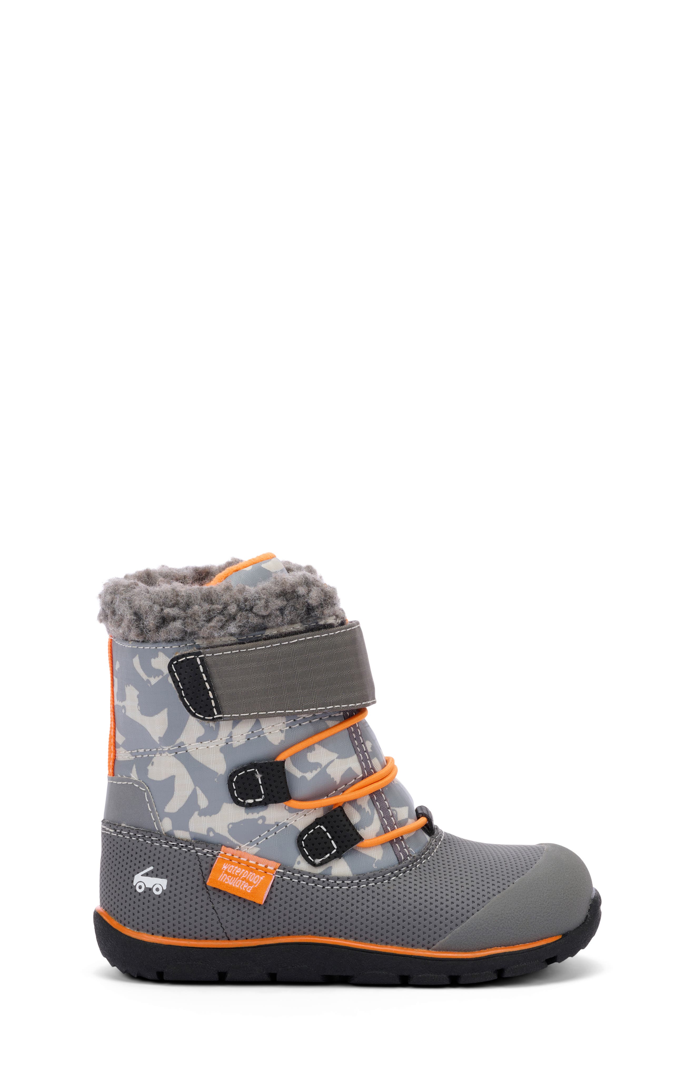 See Kai Run Kids' Gilman Waterproof Snow Boot, Alternate, color, Gray/ Orange