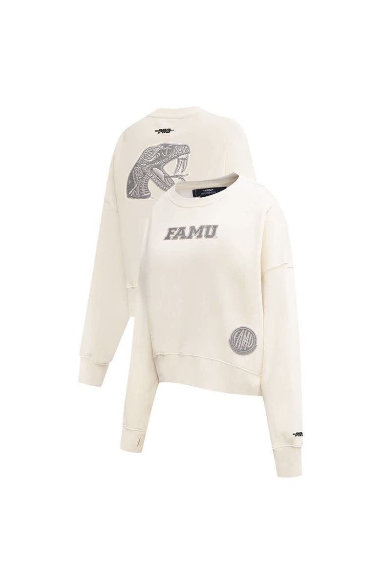 PRO STANDARD Women's Pro Standard Cream Florida A&M Rattlers French Terry Boxy Cropped Pullover Crewneck, Main, color, Cream