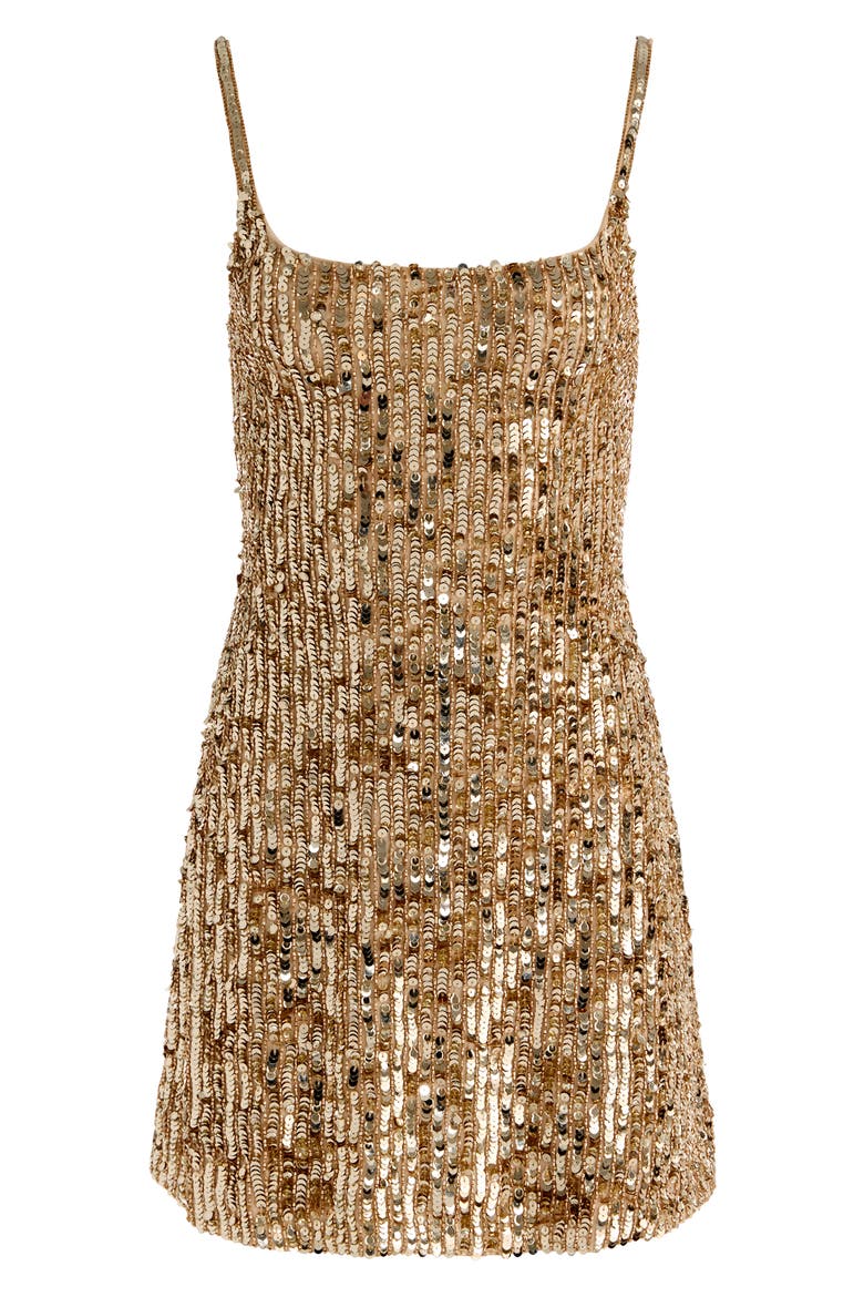 Nina Sequin Embellished Minidress, Alternate, color, CHAMPAGNE/ GOLD