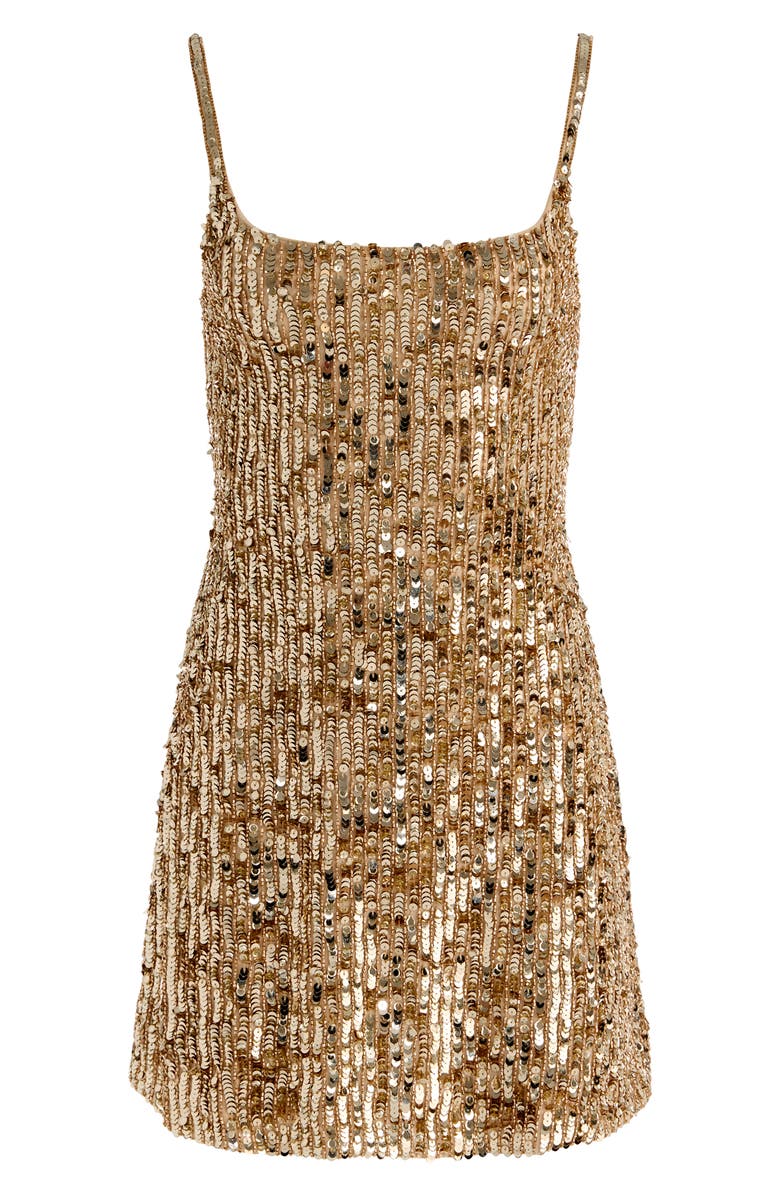 Alice + Olivia Nina Sequin Embellished Minidress, Alternate, color, Champagne/ Gold