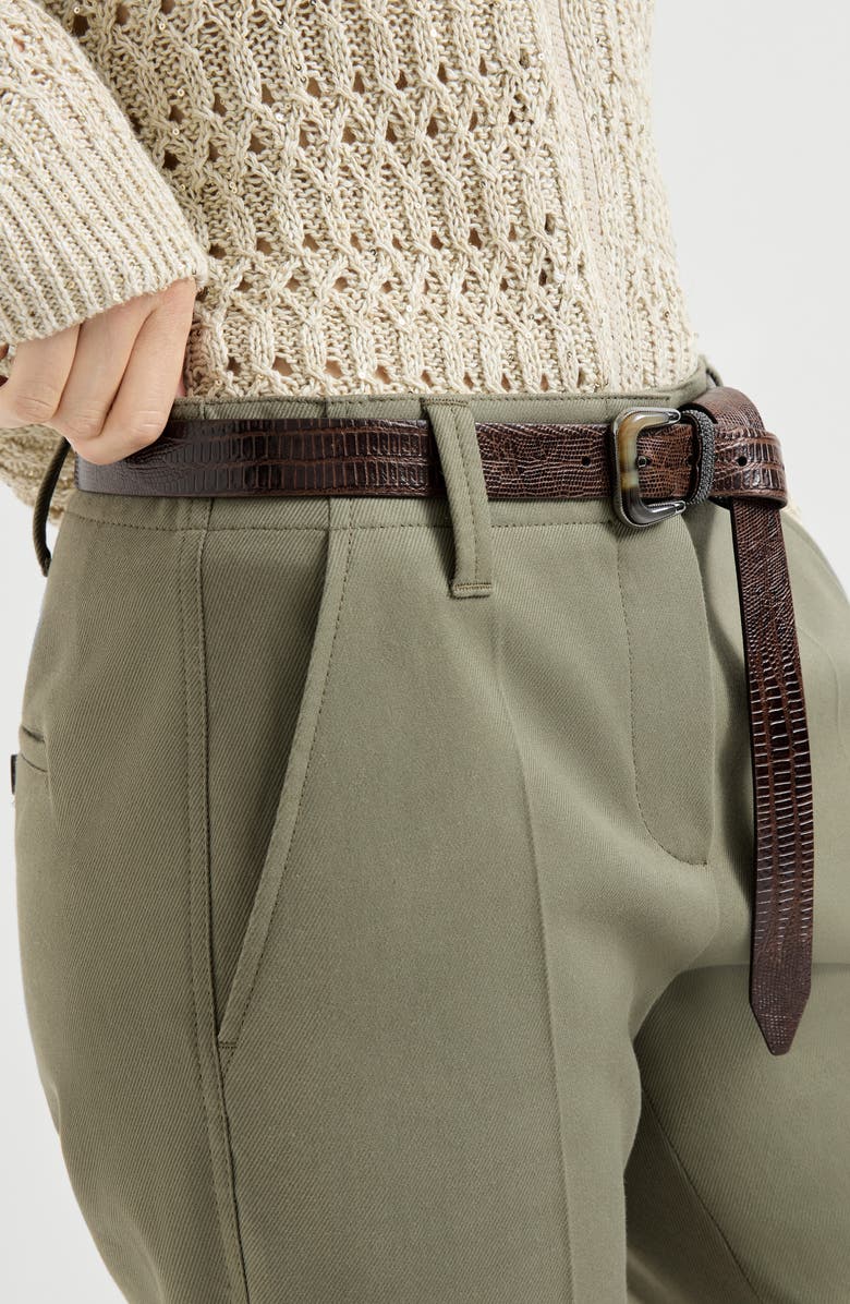 Brunello Cucinelli Kickflare Cigarette trousers, Alternate, color, Olive