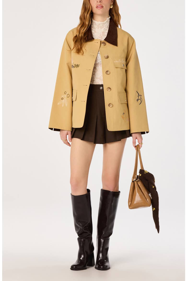 Hope Embroidered Cotton Jacket, Alternate, color, KHAKI BROWN