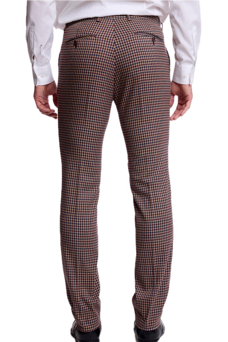 Downing Slim Fit Gingham Check Stretch Pants, Alternate, color, BURGUNDY NAVY TAN FALL GINGHAM