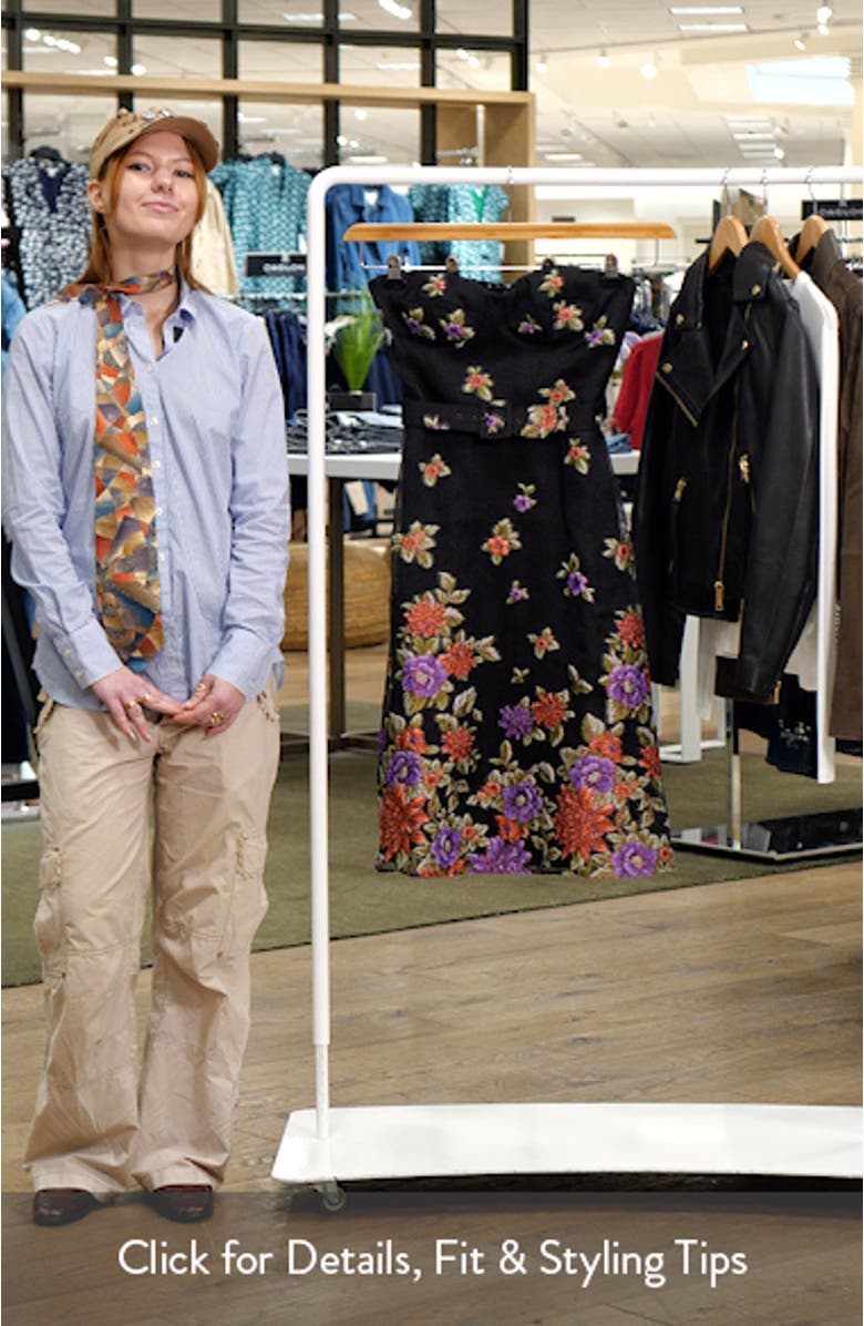 Carlita Belted Floral Strapless Cocktail Dress, sales video thumbnail