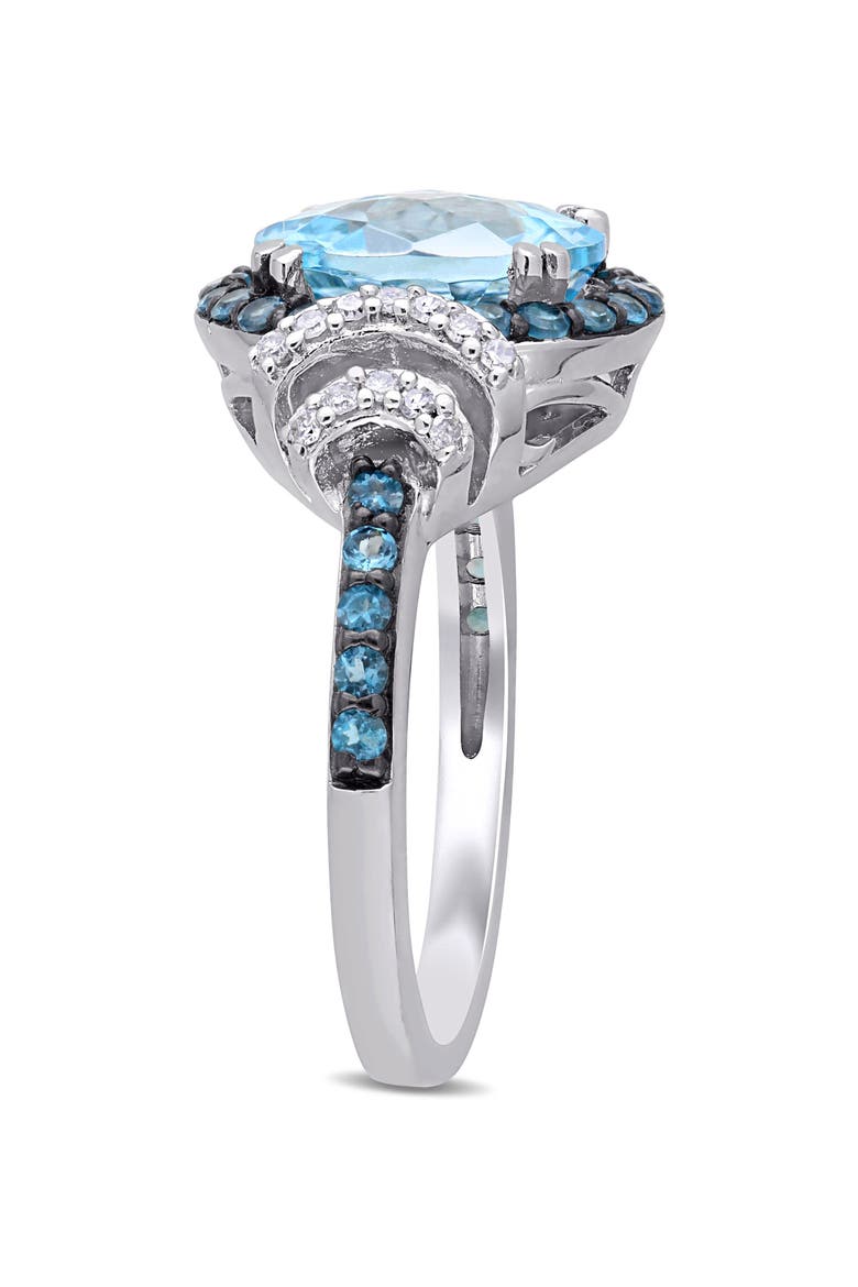 Sterling Silver Blue Topaz & Diamond Ring, Alternate, color, BLUE