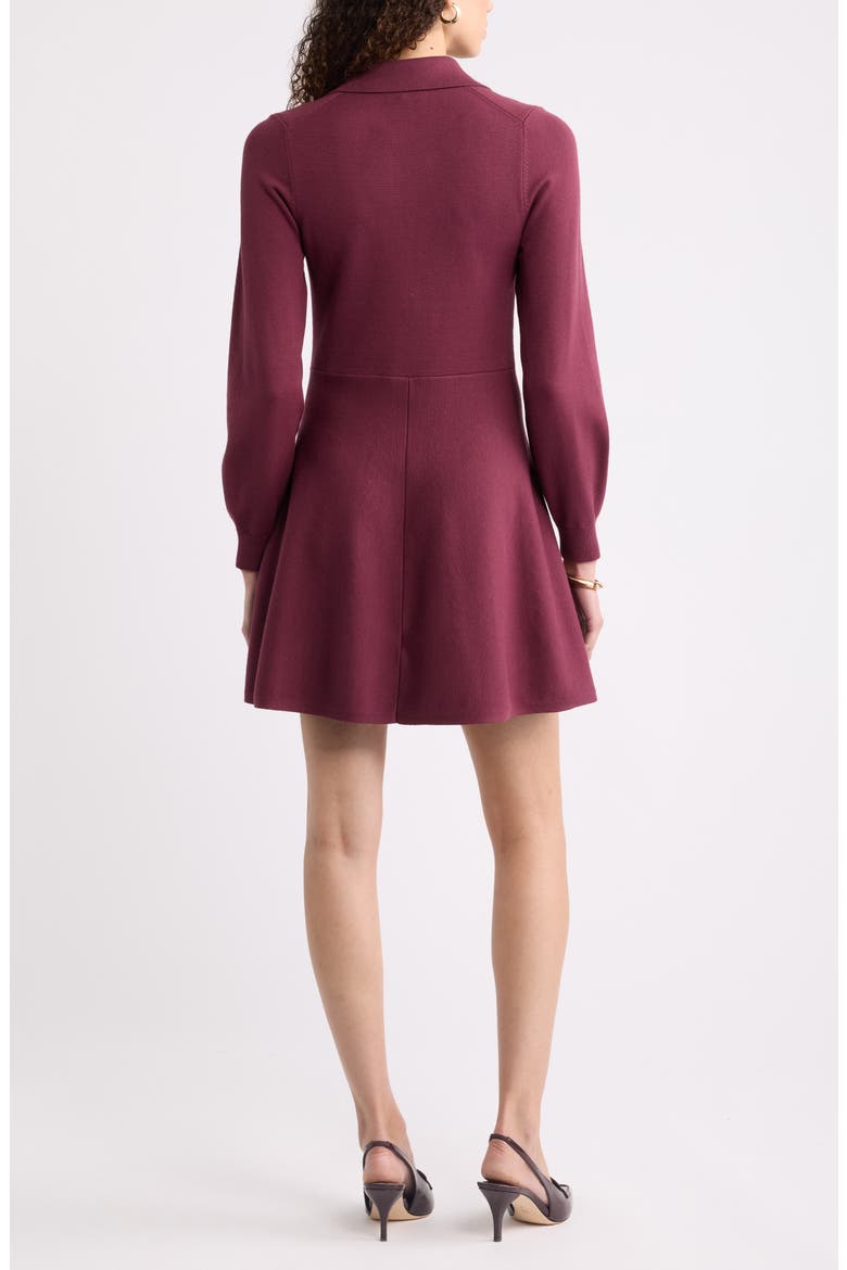 Polo Long Sleeve Minidress, Alternate, color, BURGUNDY FIG