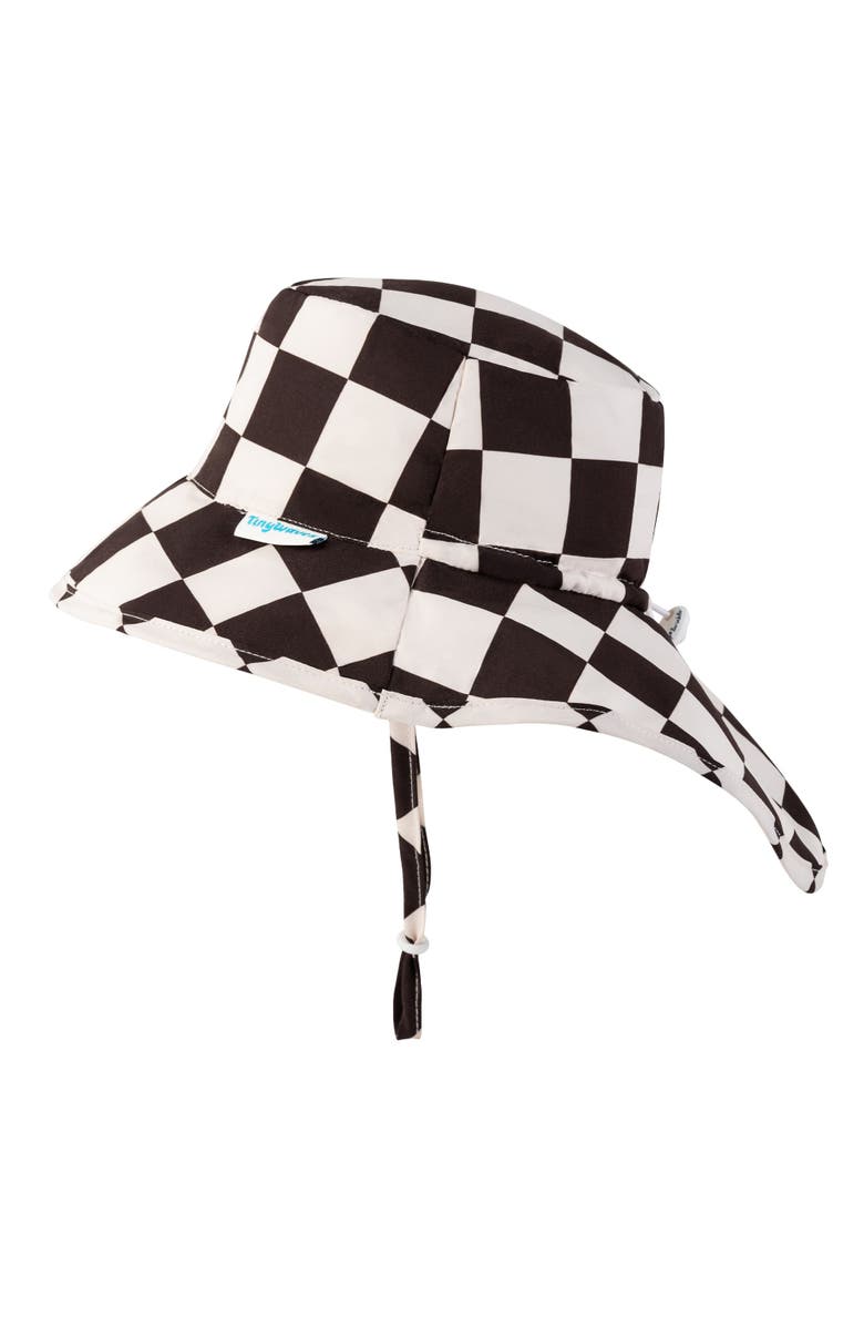 Tiny Twinkle Baby UPF 50+  Sun Protection Flap Hat, Main, color, Black Checkers