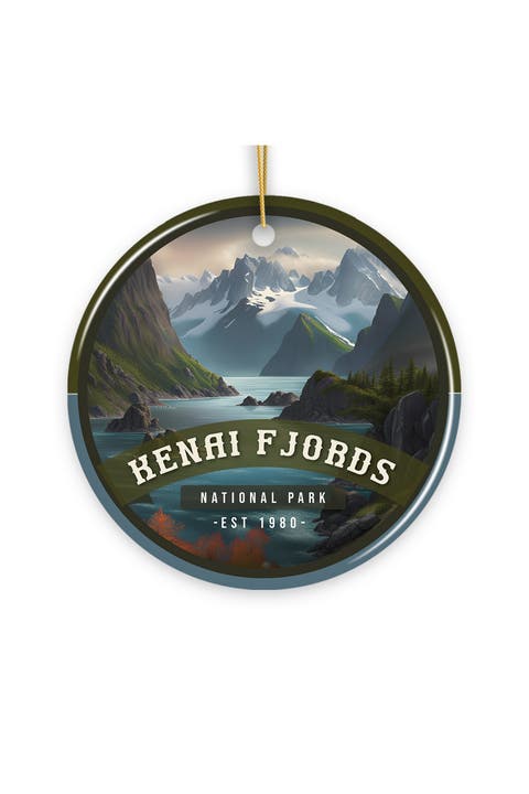 Kenai Fjords National Park Retro Style Ceramic Ornament