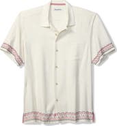 Tommy Bahama Greco Palms Jacquard Short Sleeve Silk Button-Up Shirt