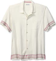Tommy Bahama Greco Palms Jacquard Short Sleeve Silk Button-Up Shirt
