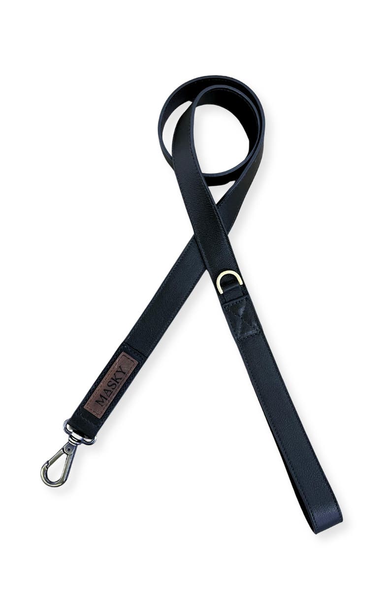 Masky Classic Leather Leash, Main, color, Black