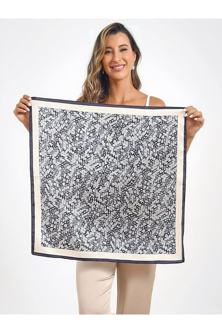 Pure Silk Printed Square Scarf, Main, color, Black