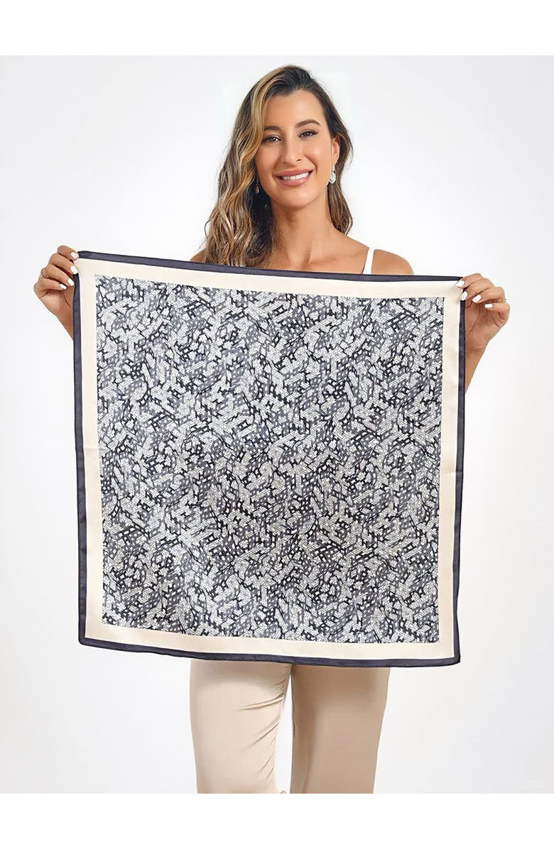 SILKSILKY Pure Silk Printed Square Scarf, Main, color, Black