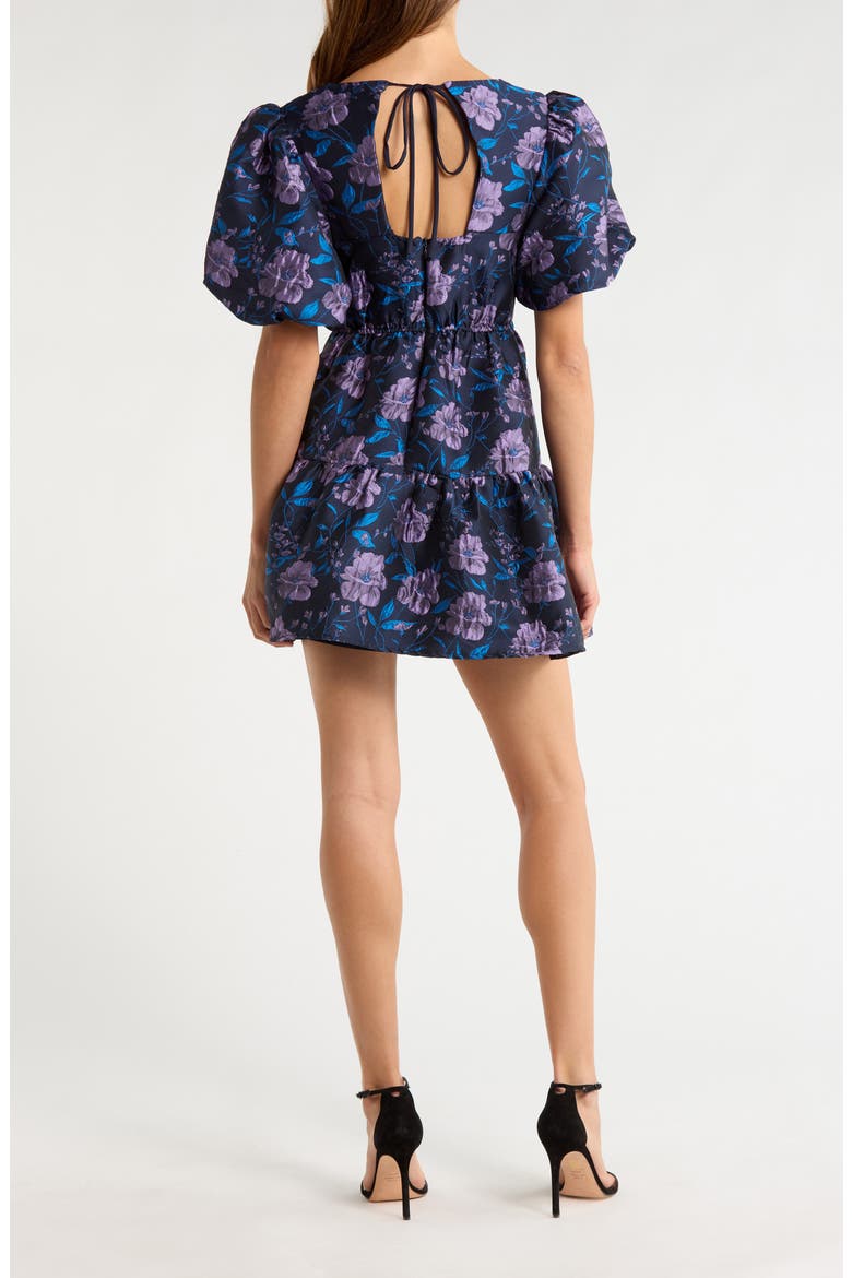 Nicole Floral Jacquard Minidress, Alternate, color, NAVY-MULTI