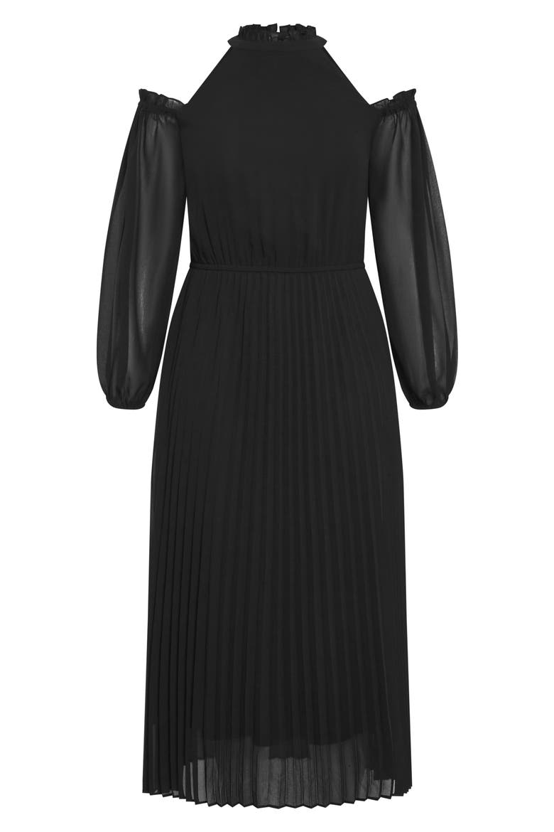 Promise Ruffle Pleated Long Sleeve Maxi Dress, Alternate, color, BLACK