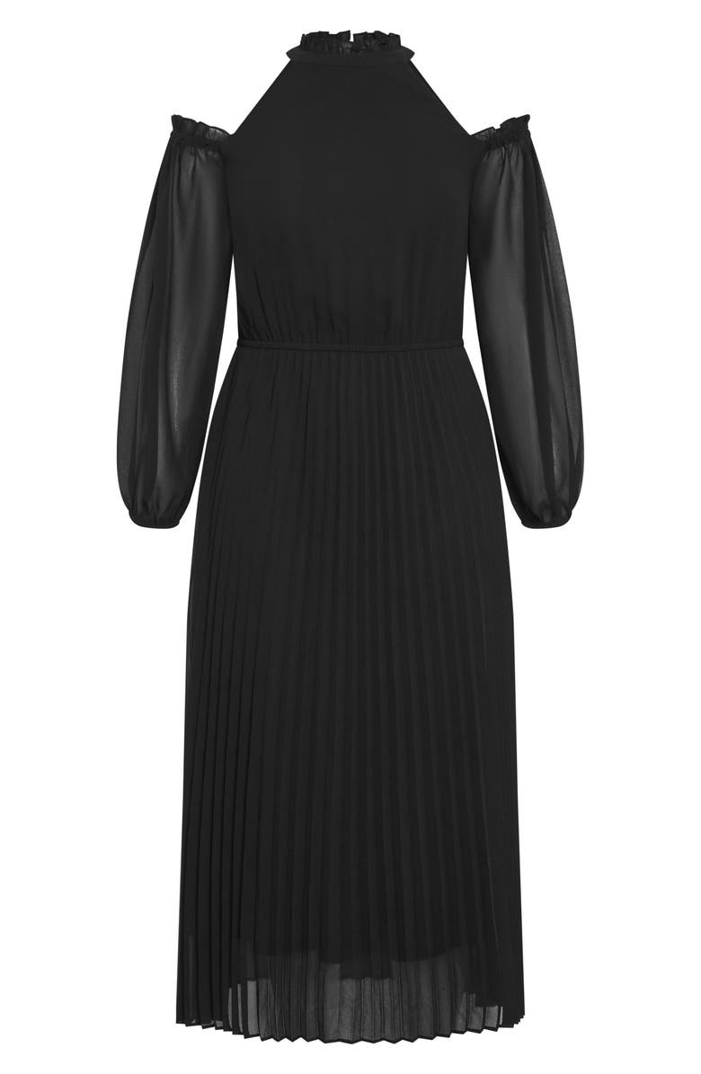 City Chic Promise Ruffle Pleated Long Sleeve Maxi Dress, Alternate, color,