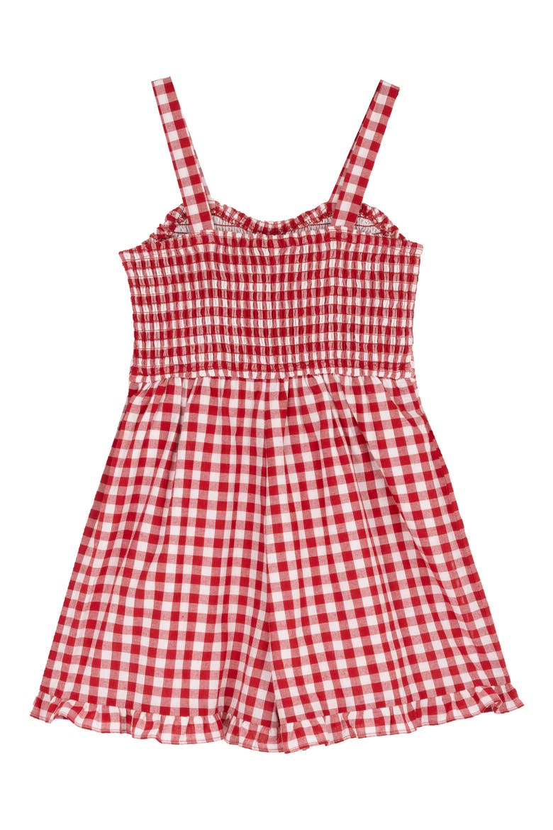 Kids' Gingham Romper, Alternate, color, RED