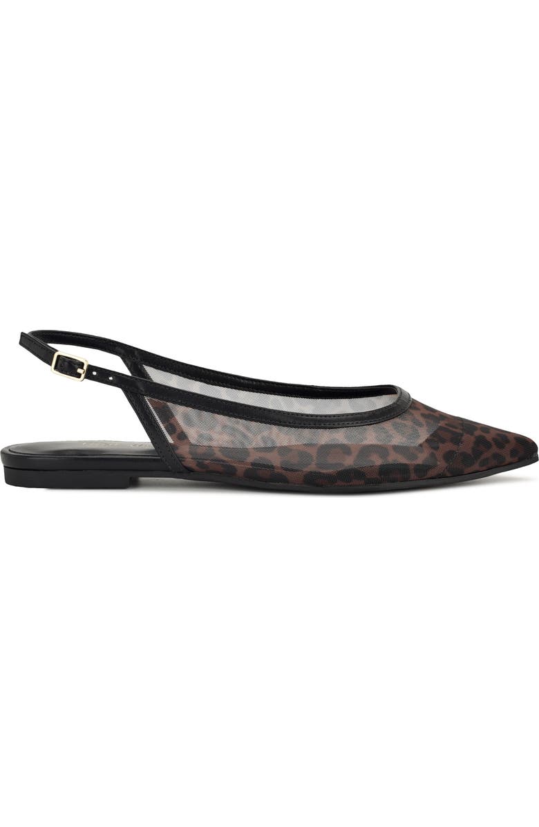 Nine West Brin Mesh Slingback Flat, Alternate, color, Leopard Mesh/ Black