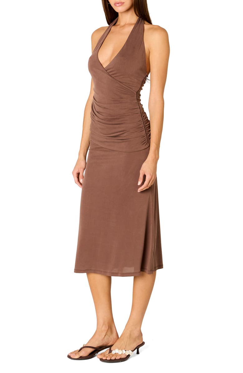 Nia Marina Halter Midi Dress, Alternate, color, Java