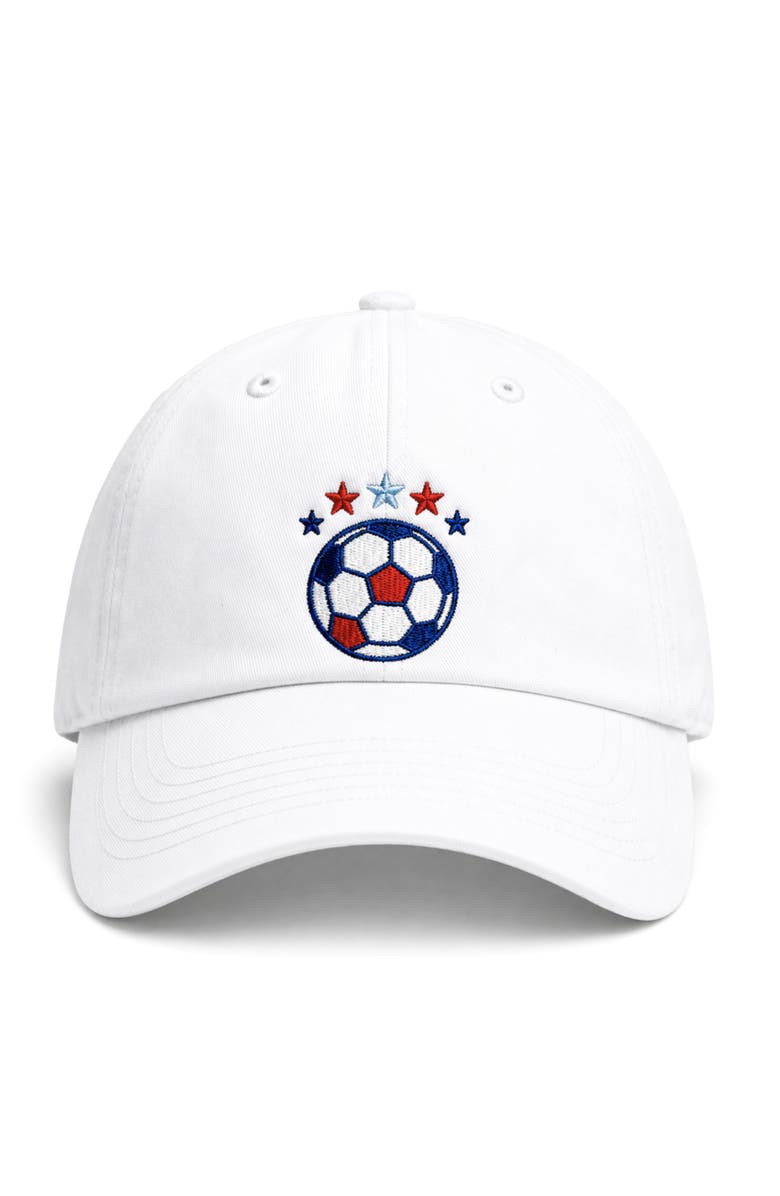 Bits & Bows USA Soccer Bow Baseball Hat, Main, color, White